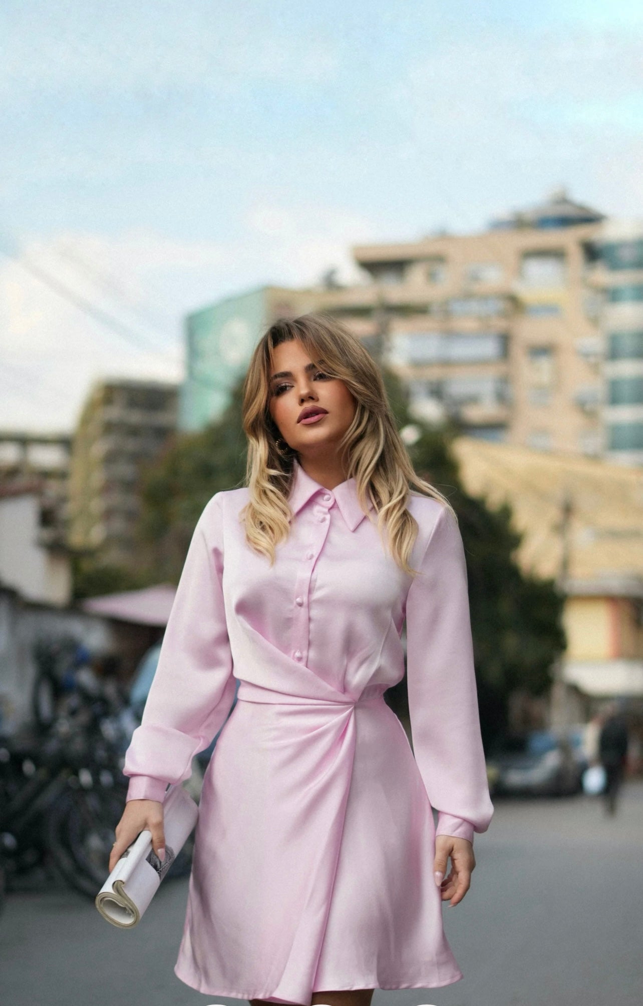 Baby Pink Short Satin Dress