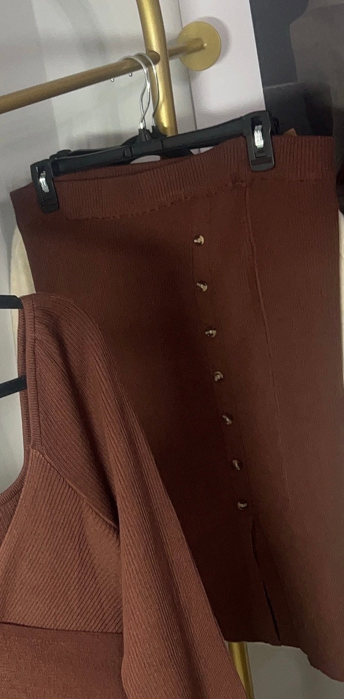 2 Pcs Chocolate Set Skirt & Crop