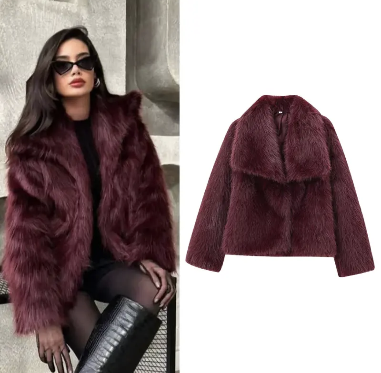 Cherry Faux Fur Short Coat