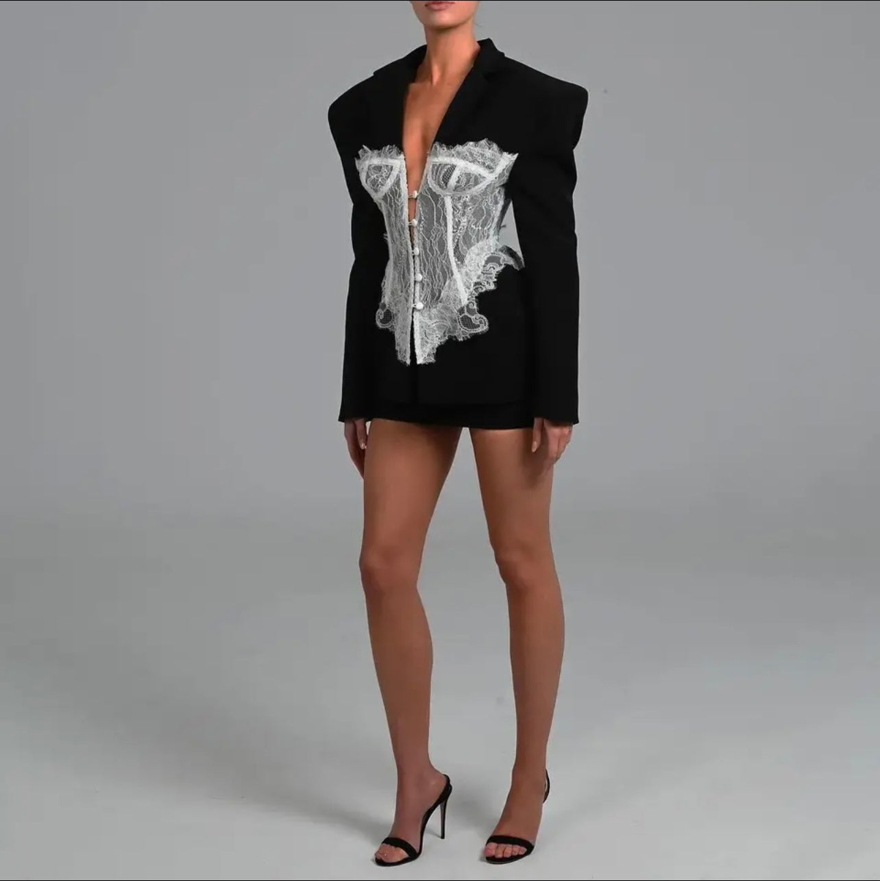 Lace Stitched Slim Fit Blazer/Dress/Suit