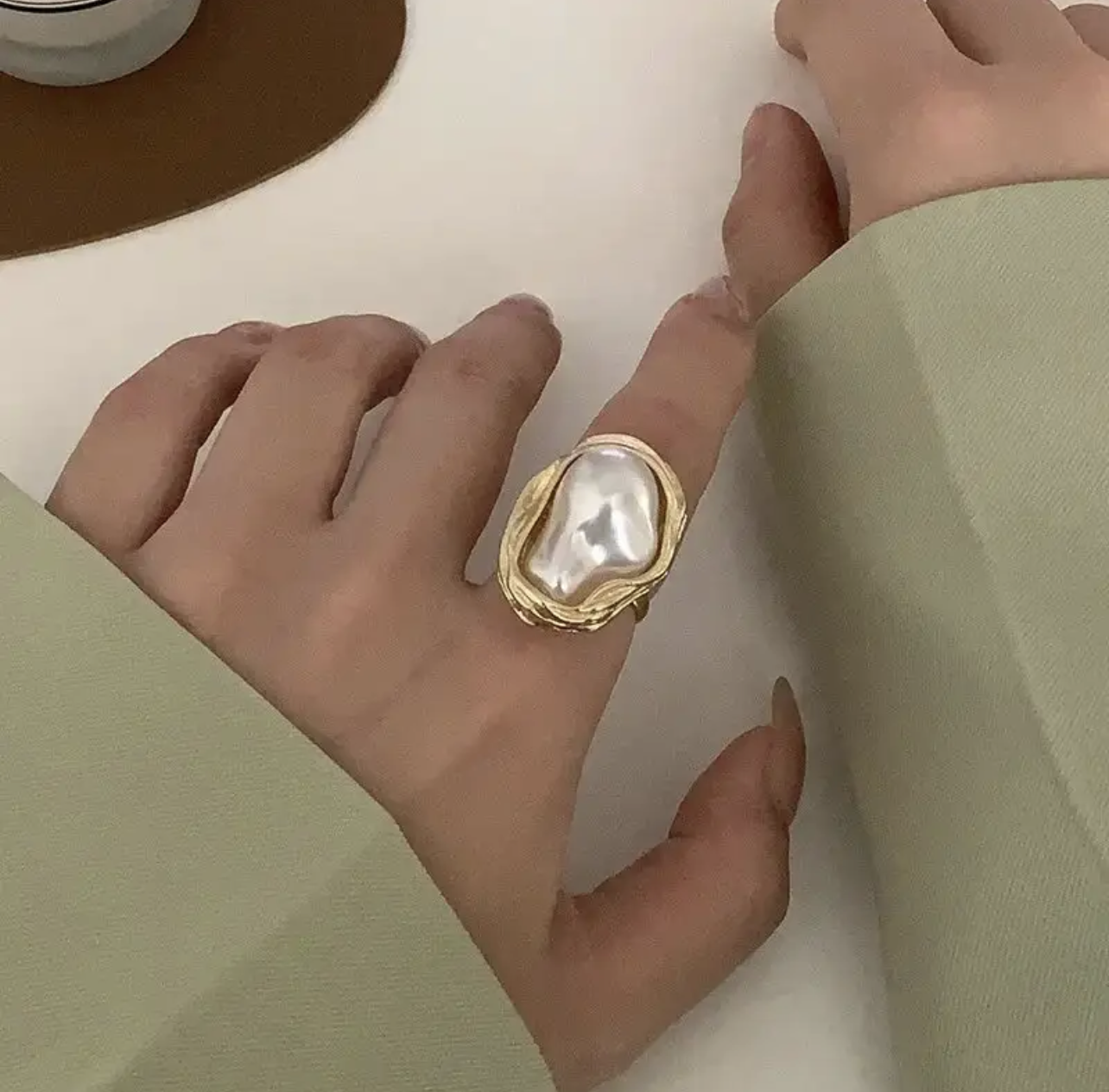 Exquisite Irregular Pearl Ring