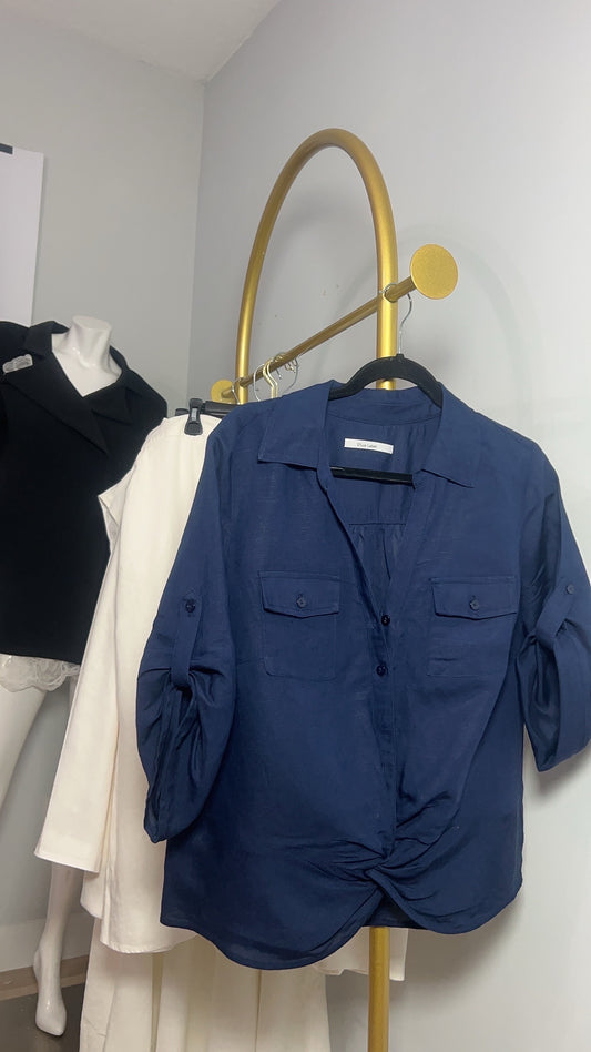 Linen Navy Blue Shirt