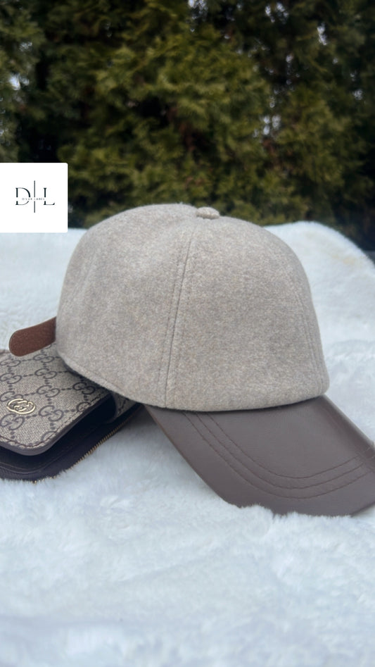 Beige/Dark Brown Hat