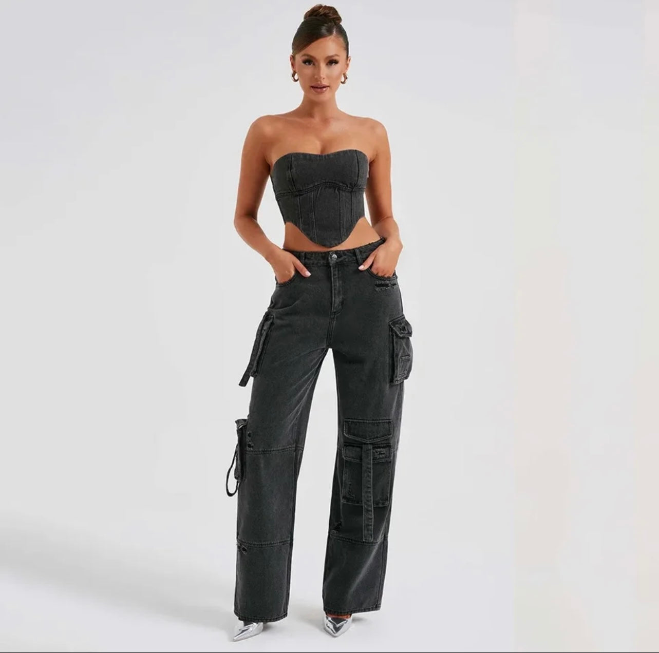 2 Pcs Black Denim Jeans