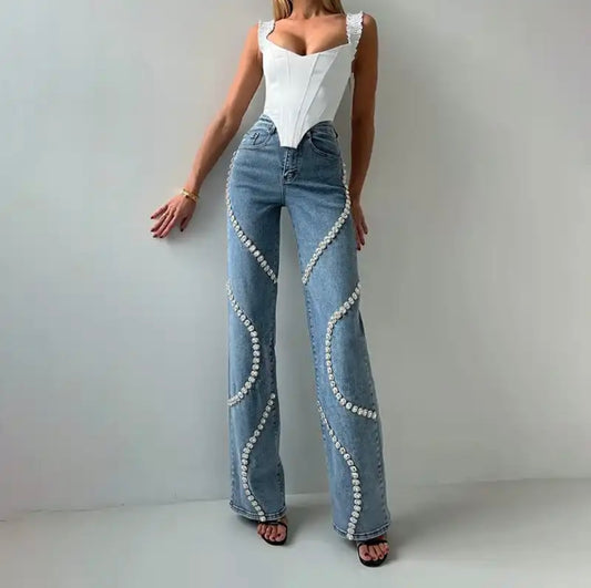 Jeans with Rhinestone