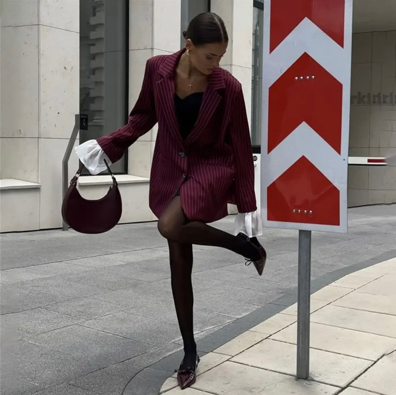 Burgundy Striped Blazer