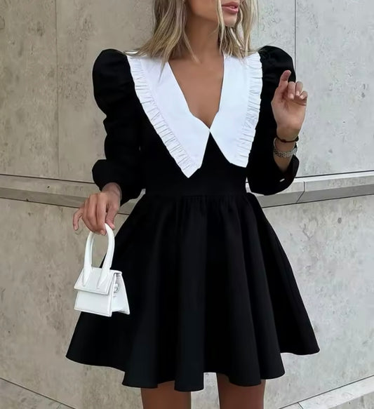 White & Black Short Dress