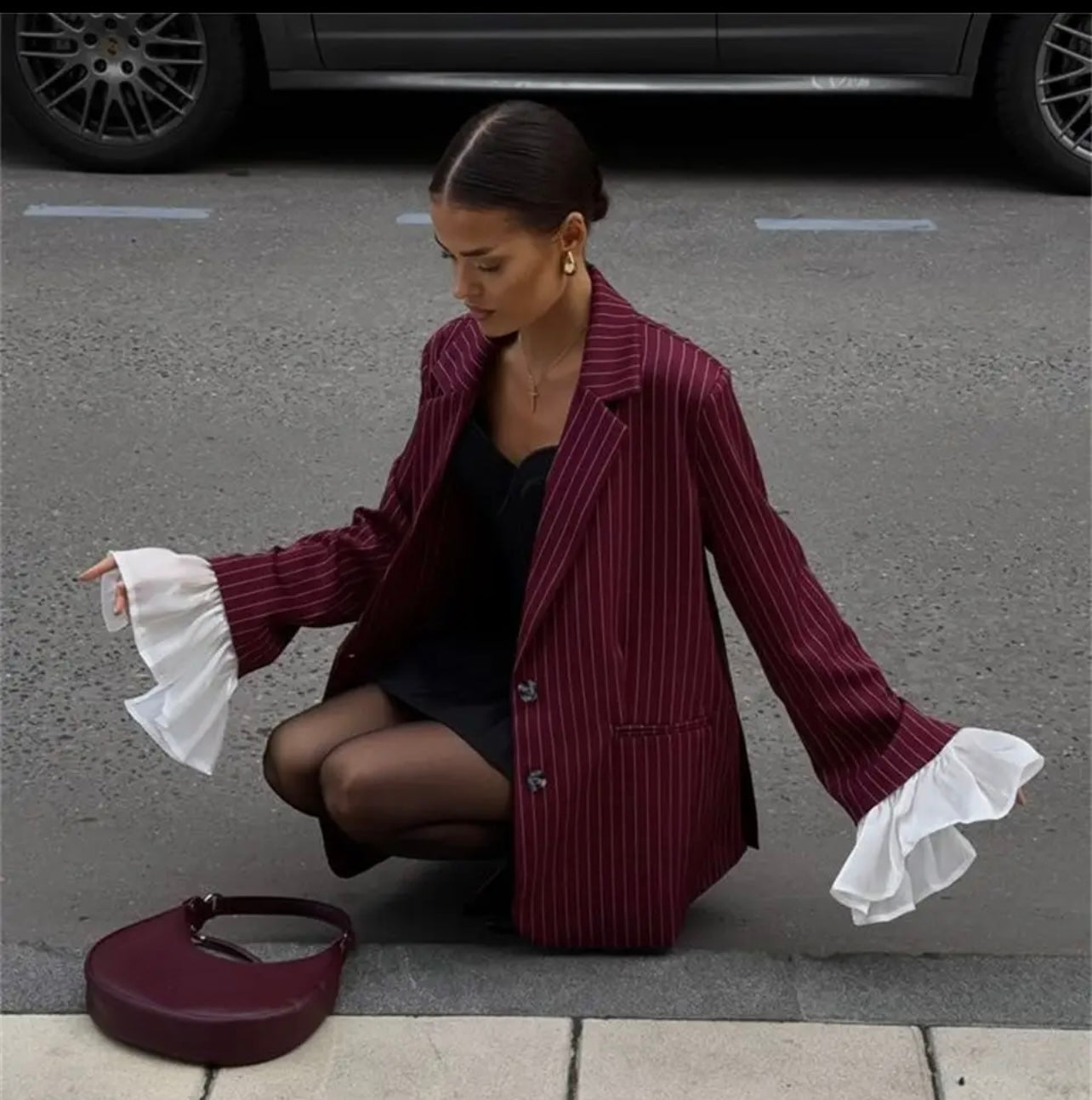 Burgundy Striped Blazer