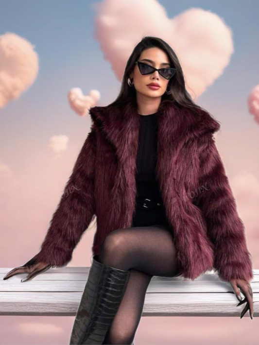 Cherry Faux Fur Short Coat