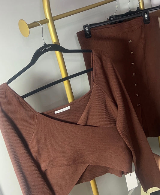 2 Pcs Chocolate Set Skirt & Crop