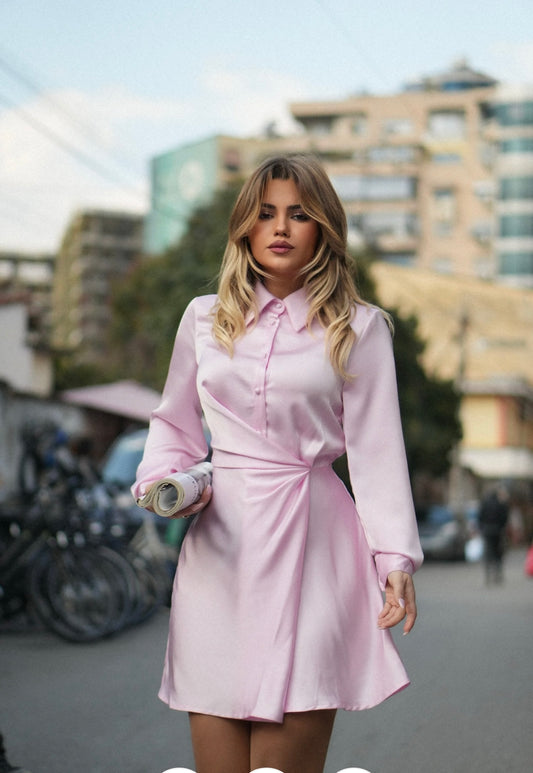 Baby Pink Short Satin Dress