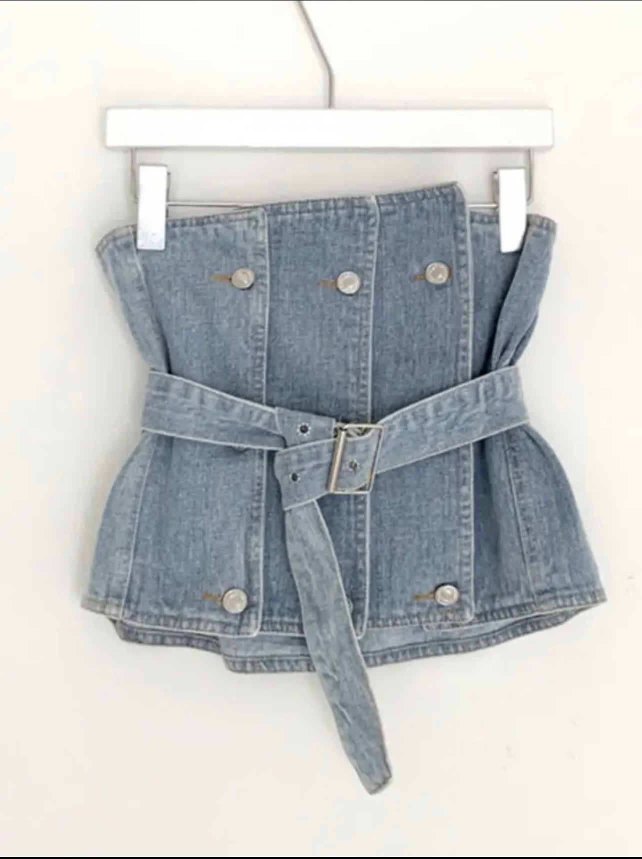 Chic Sleeveless Belt Tube Denim Vest