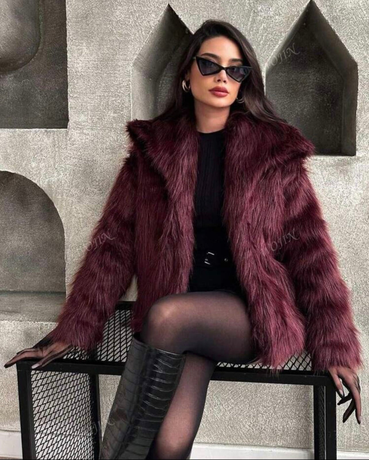 Cherry Faux Fur Short Coat